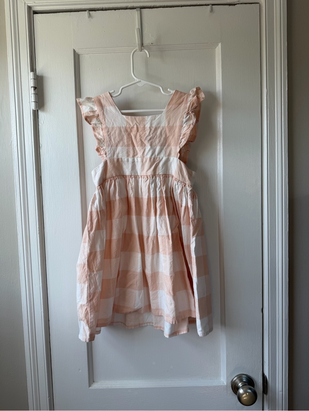 Gingham Ruffle-Sleeve Girls Dress